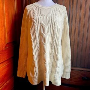 J.Jill Chenille Sweater Ivory Size Medium Cable Knit Soft and Stretchy